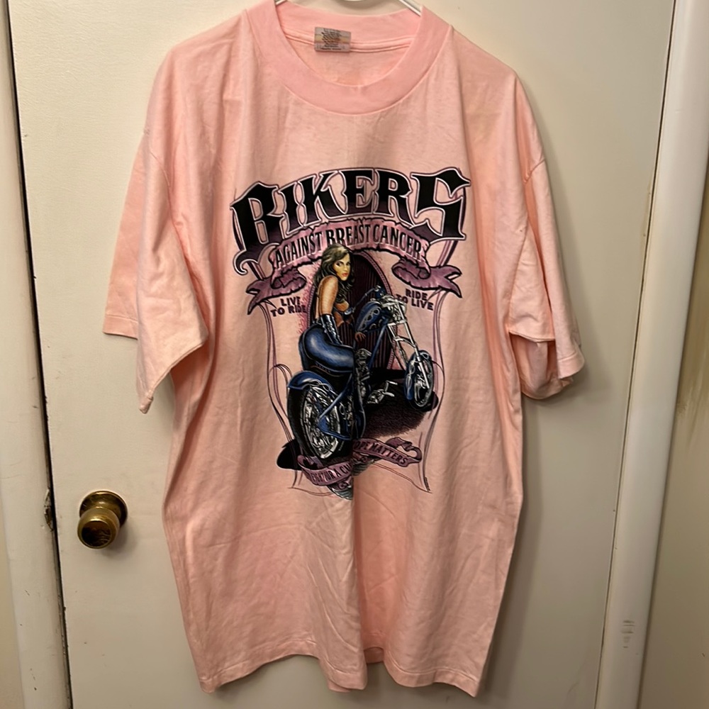 Bikers Against Breast Cancer Men’s T-shirt Pink Size XXL